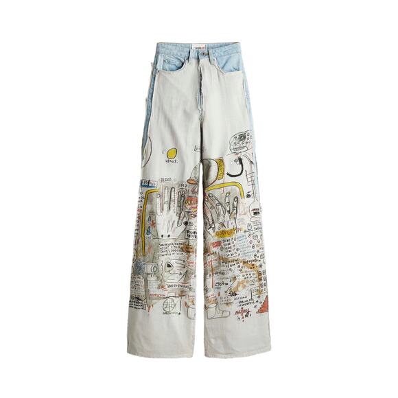 NWT H&M x Basquiat x Ev&Tela Straight Relaxed High Jeans 31 - Picture 1 of 7